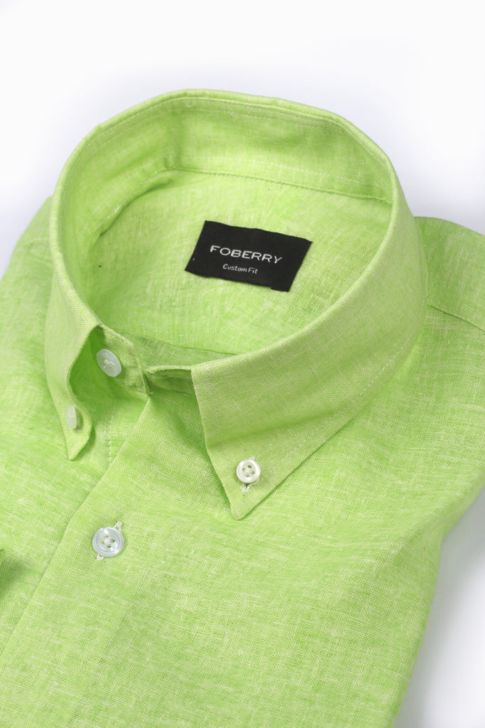 Parrot Green Italian Featherweight Linen Shirt