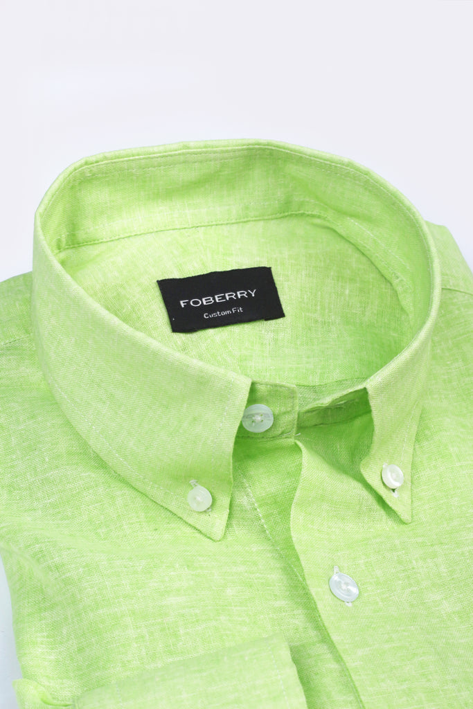 Parrot Green Italian Featherweight Linen Shirt