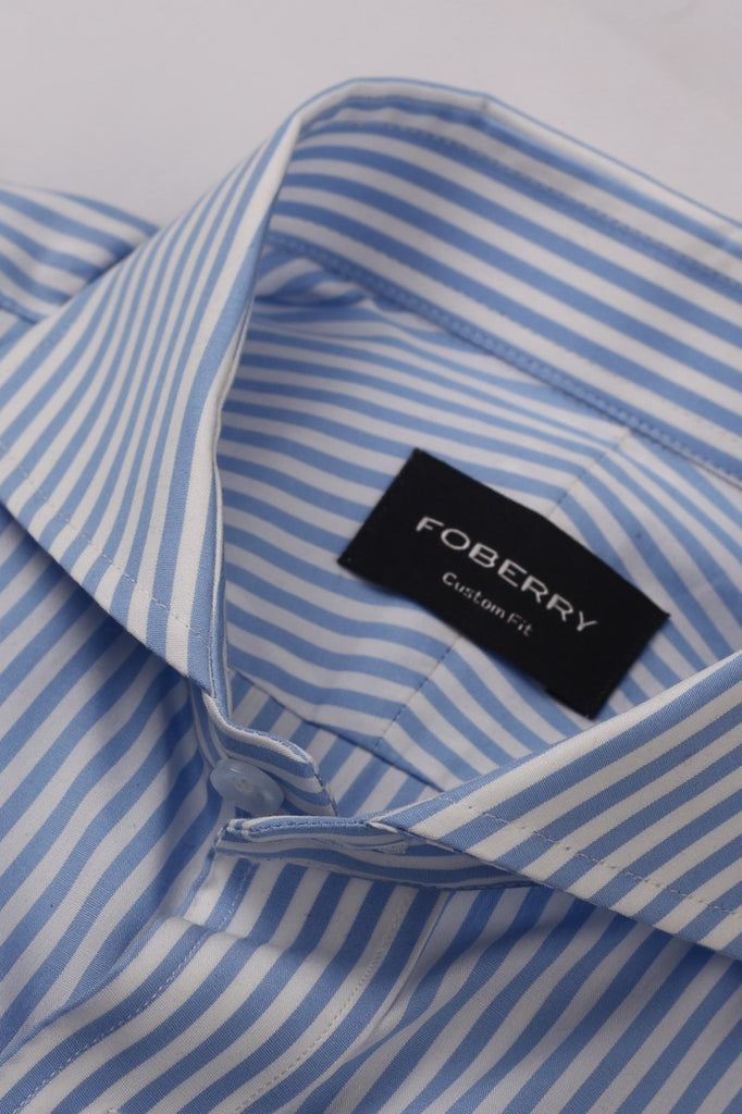 Soft Blue Bankers Striped Shirt