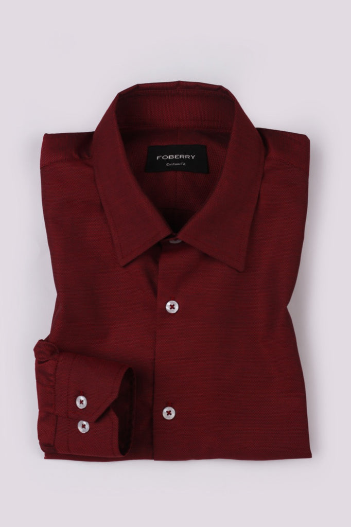 Maroon Self Structured Shirt