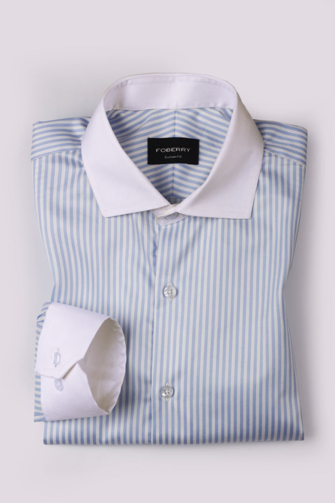 Sky Blue Candy Striped Shirt