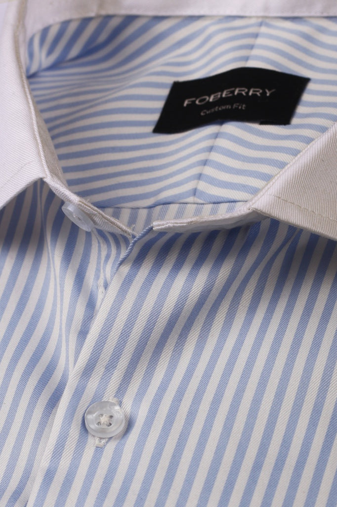 Sky Blue Candy Striped Shirt