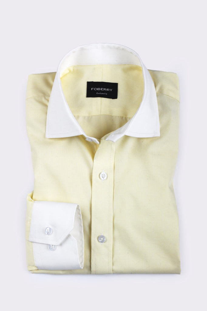 Yellow Pinstripes Shirt - Contrast Collar