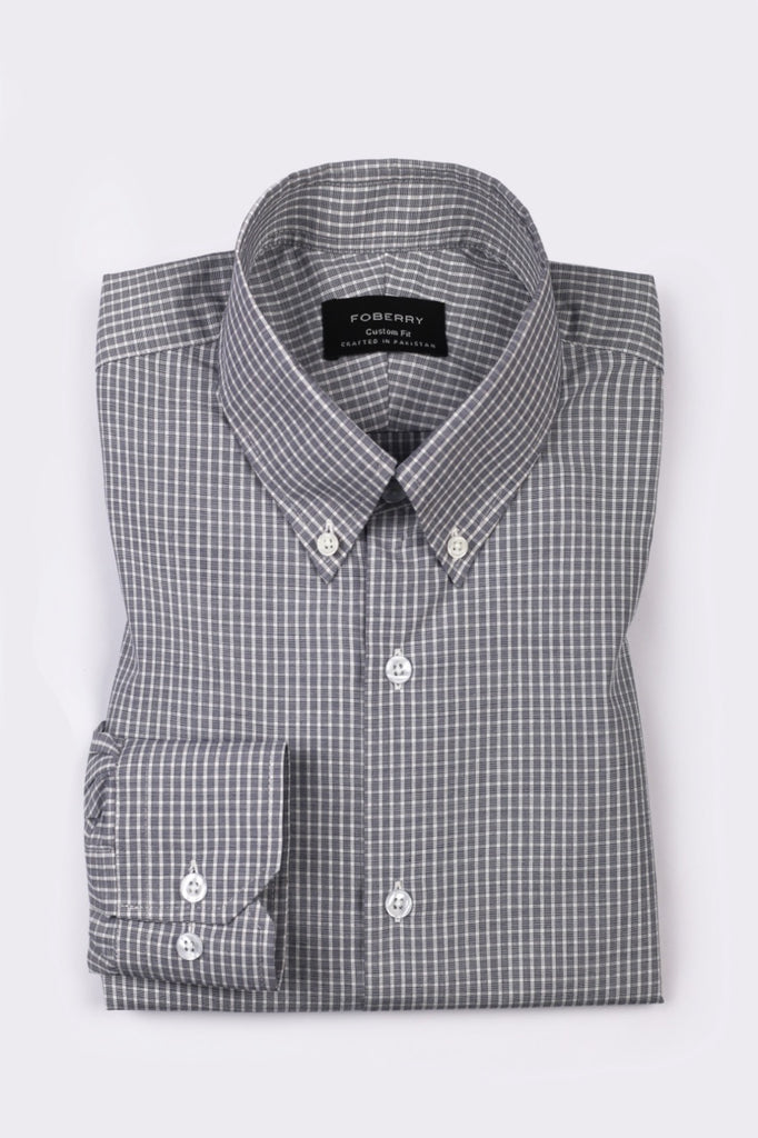 Grey Mini Box Checkered Shirt