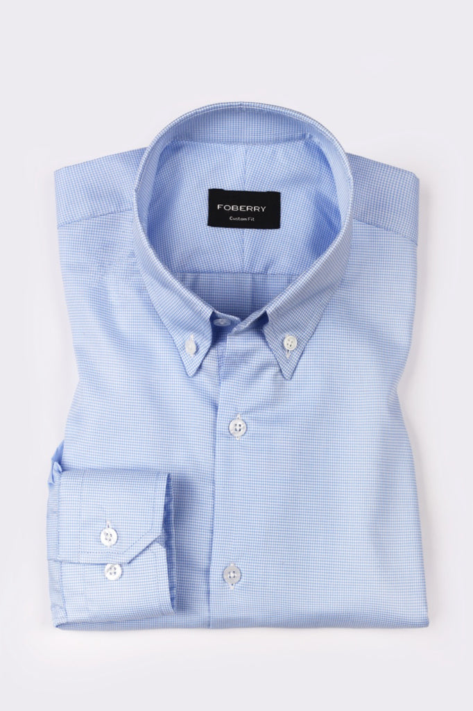 Fine Blue Self Structured Shirt