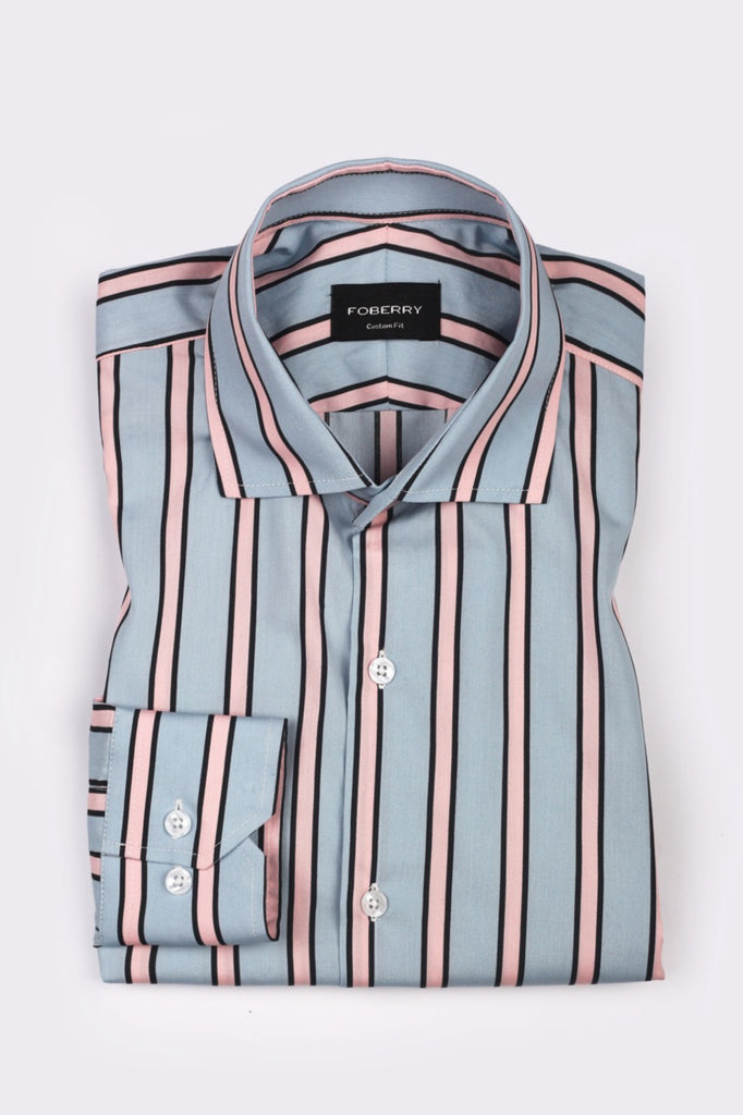 Pink Blue Striped Shirt