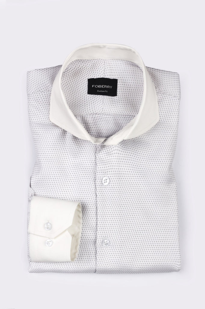 Grey White Structured Shirt