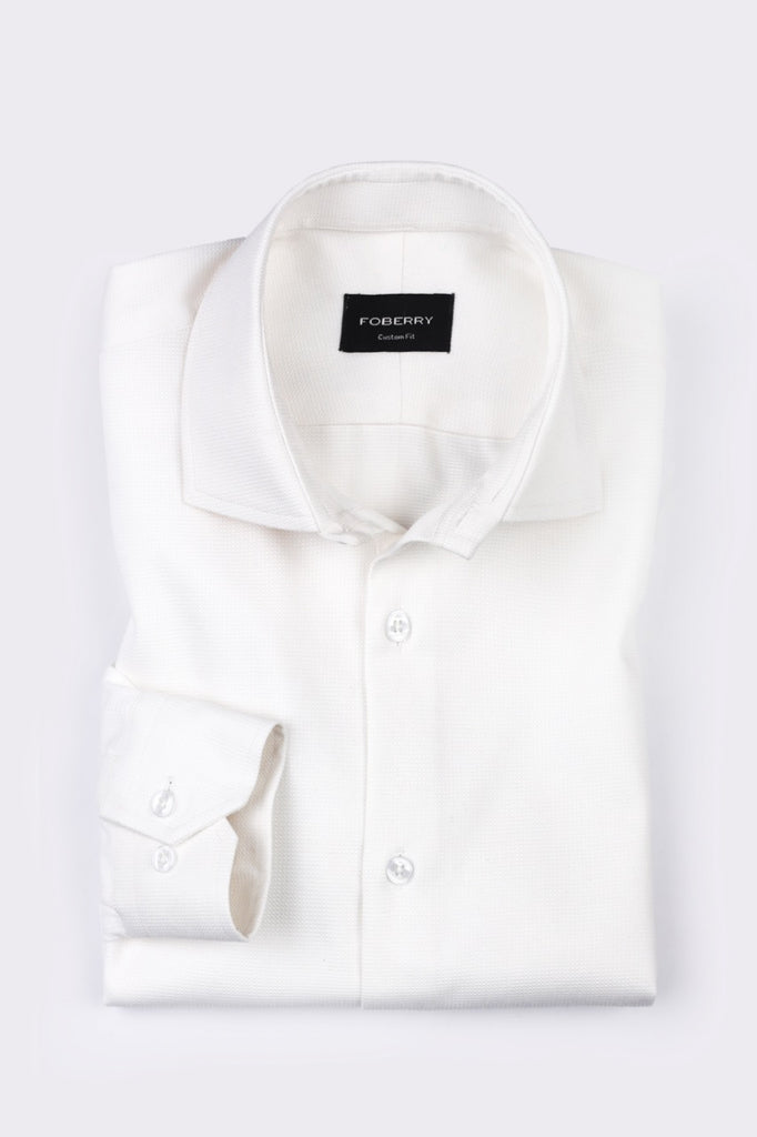 White Self Structured Shirt