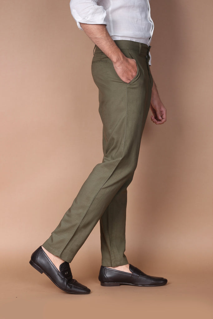 Crocodile Green Linen Trouser