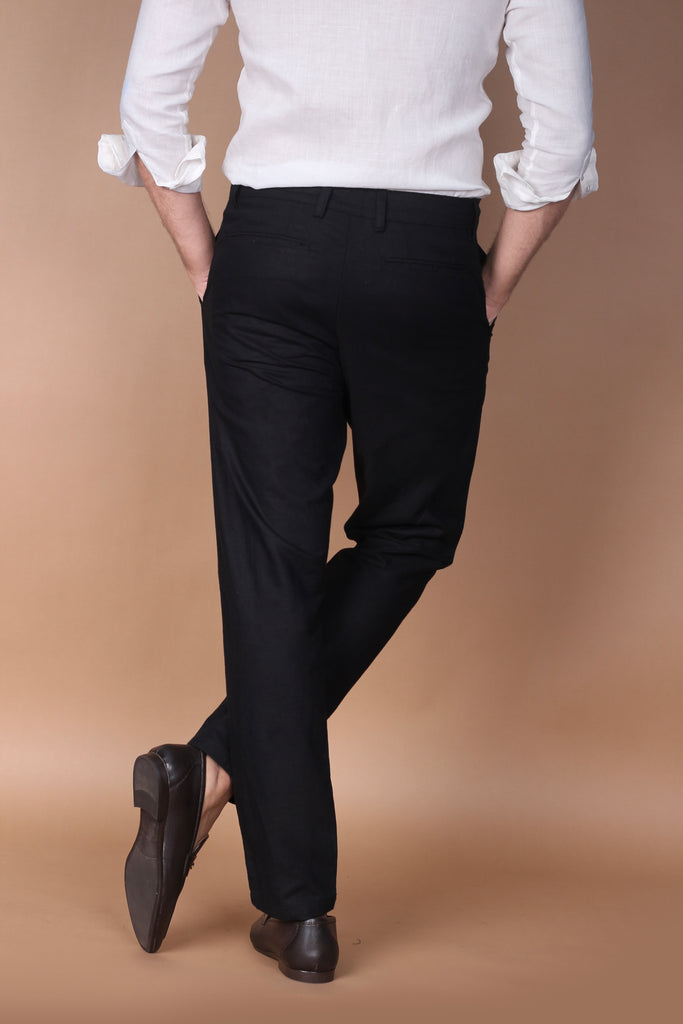Jet Black Linen Trouser