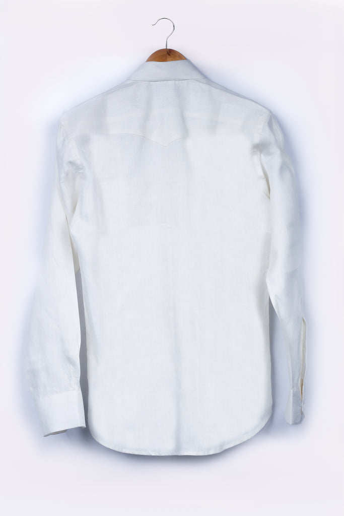 White Linen Shirt - Western Yoke