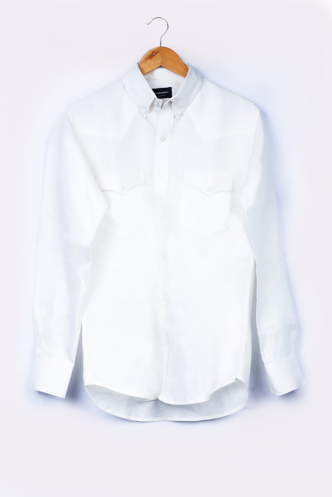 White Linen Shirt - Western Yoke