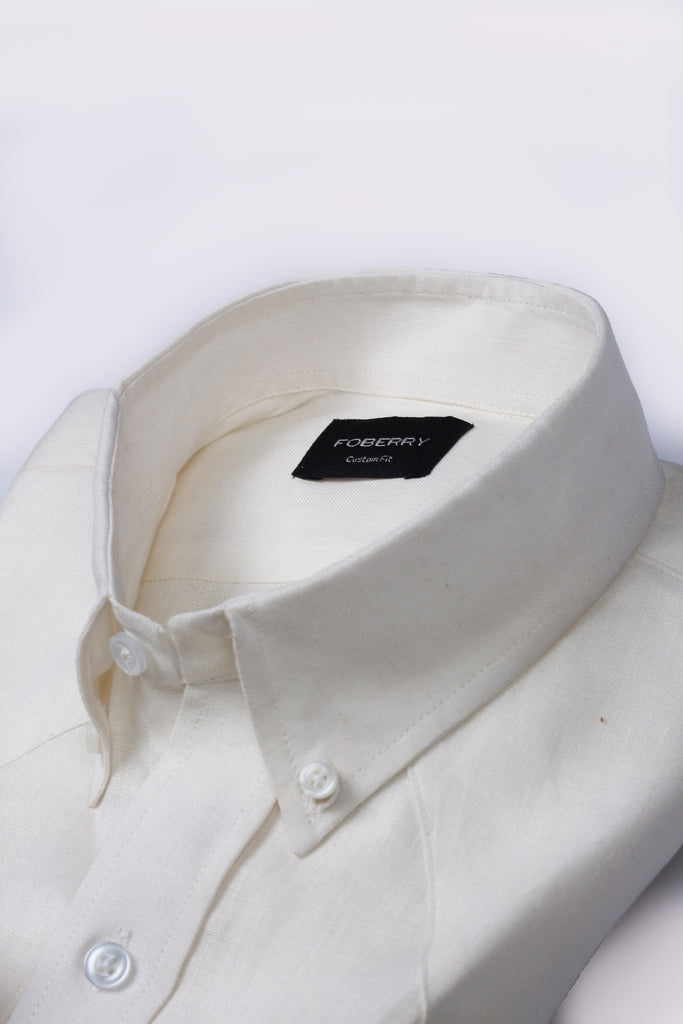 White Linen Shirt - Western Yoke