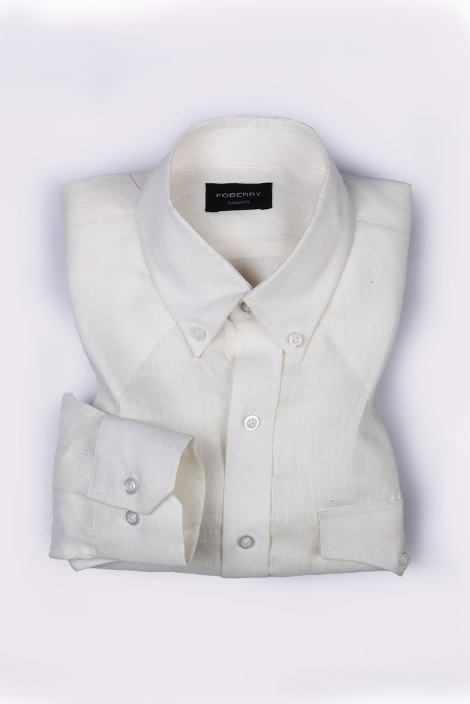 White Linen Shirt - Western Yoke