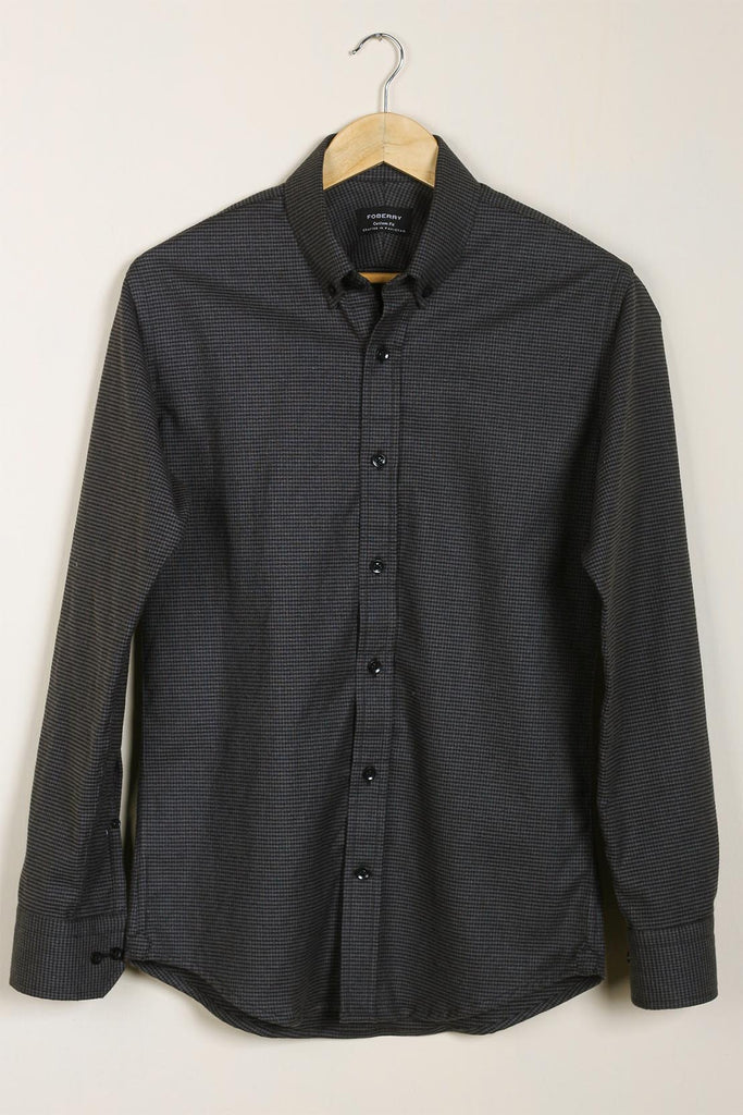 Grey Black Houndstooth Flannel Shirt