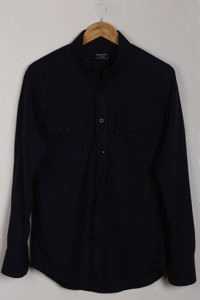 Black Twill Winter Flannel Shirt