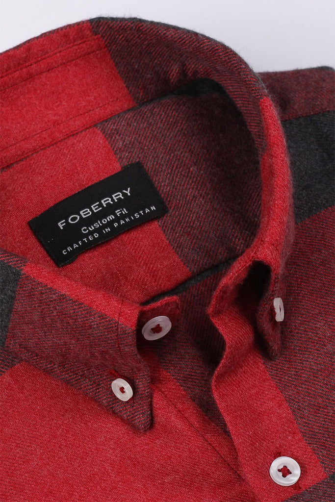 Red Windowpane Winter Flannel Shirt