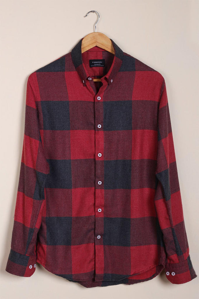 Red Windowpane Winter Flannel Shirt