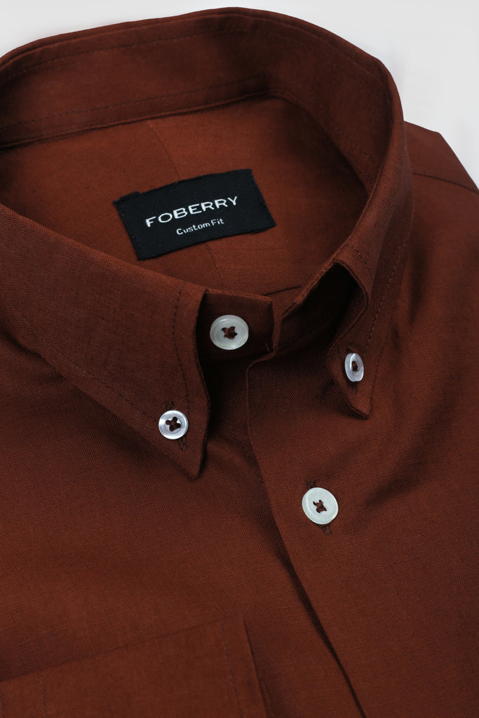 Burgundy Irish Linen Shirt