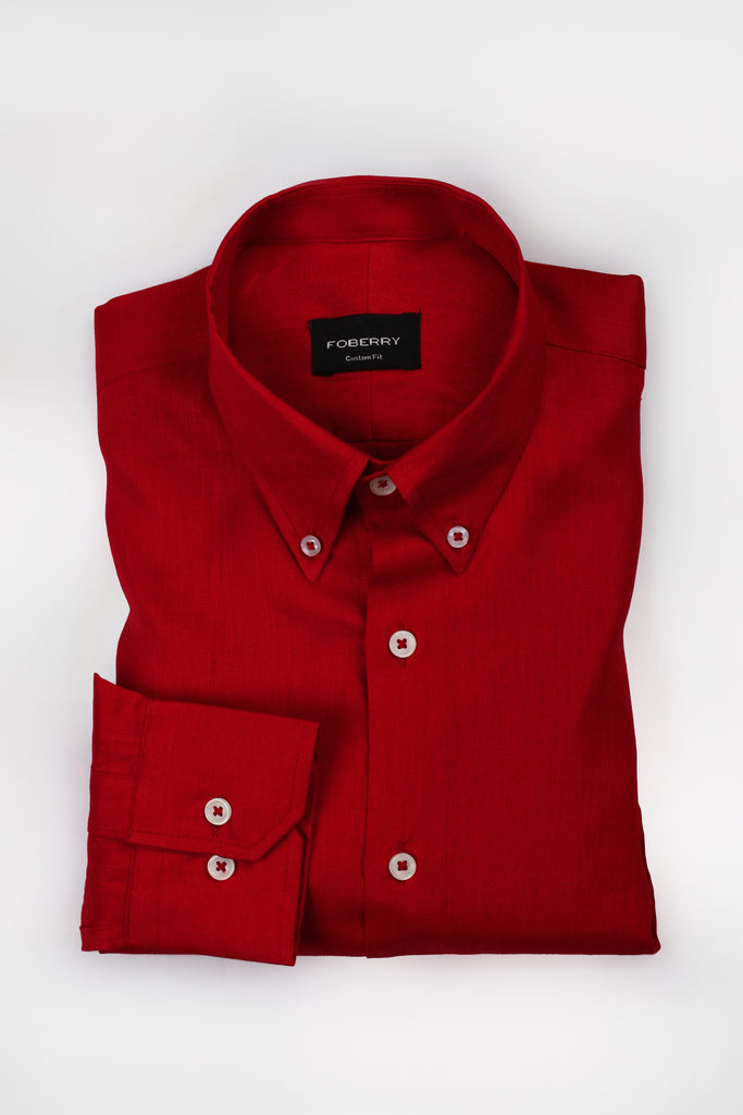 Bold Red Italian Linen Shirt