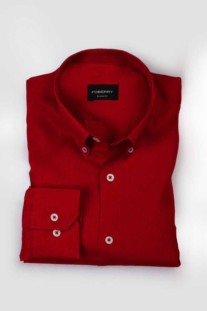 Bold Red Italian Linen Shirt