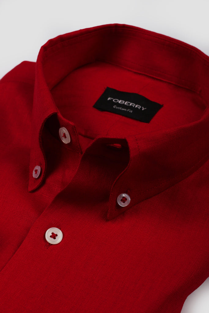 Bold Red Italian Linen Shirt