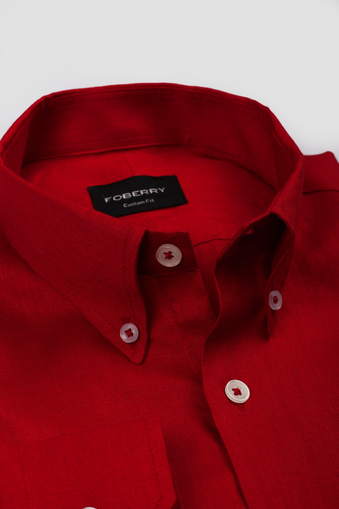 Bold Red Italian Linen Shirt