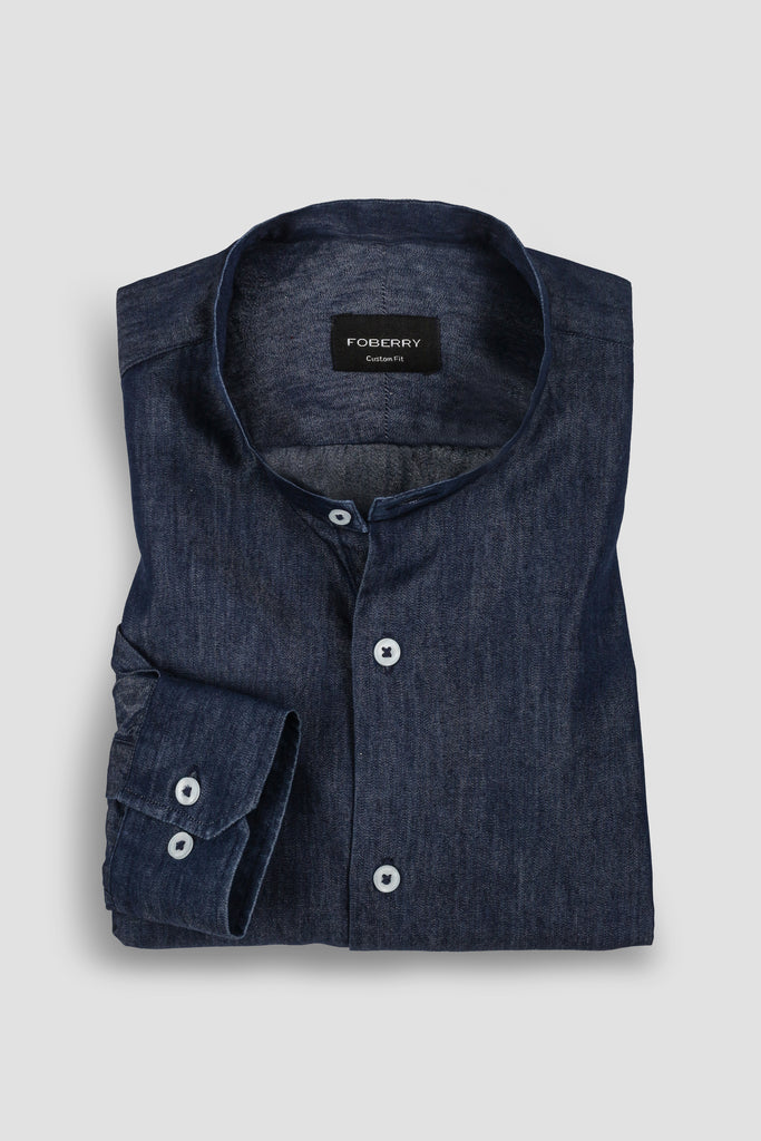 Denim Rinse Wash - Band Collar Shirt