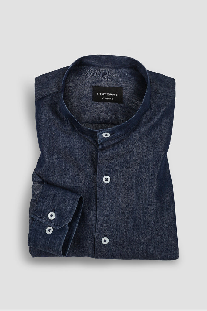 Denim Rinse Wash - Band Collar Shirt