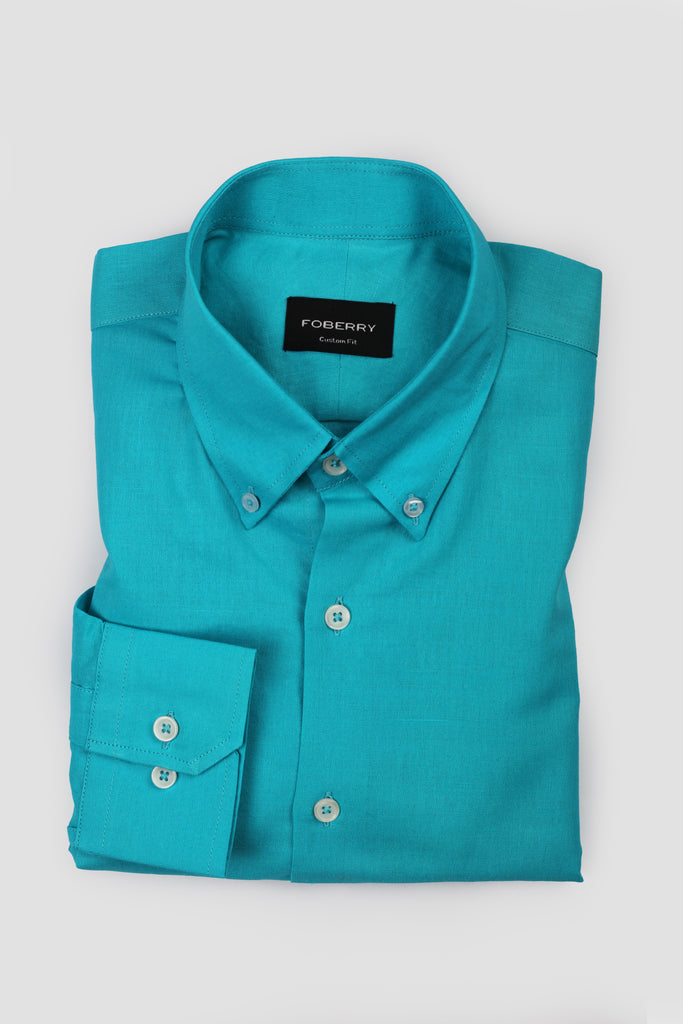 Turquoise Blue Italian Linen Shirt