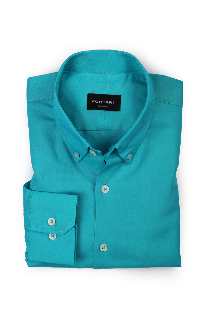 Turquoise Blue Italian Linen Shirt