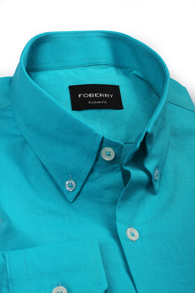 Turquoise Blue Italian Linen Shirt