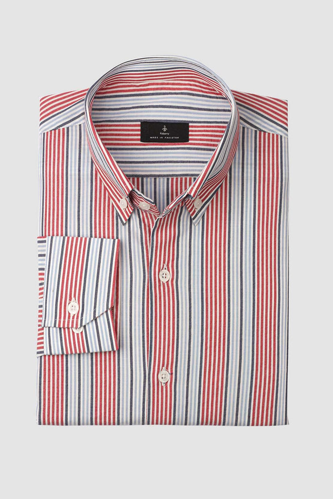 Red Blue Stripes Shirt