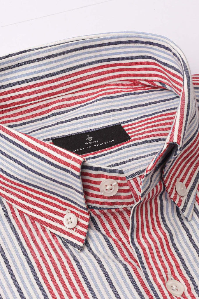 Red Blue Stripes Shirt