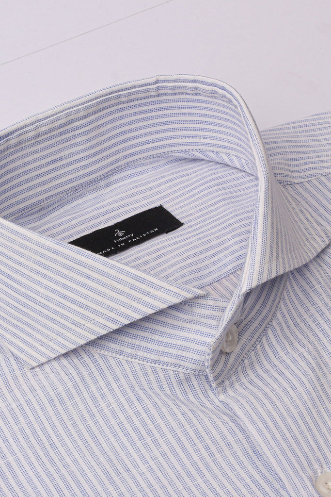 Blue Structured Stripes Linen Shirt