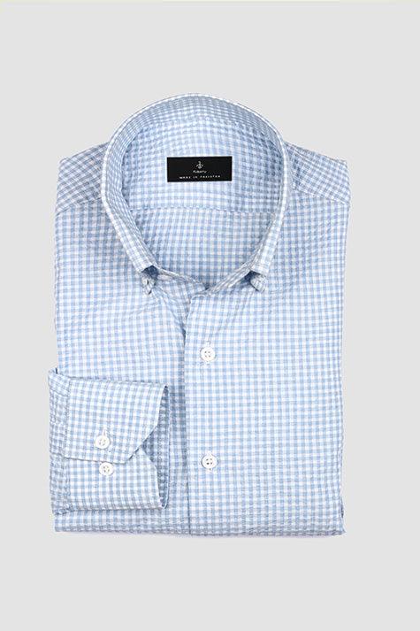 Blue Seersucker Gingham Shirt