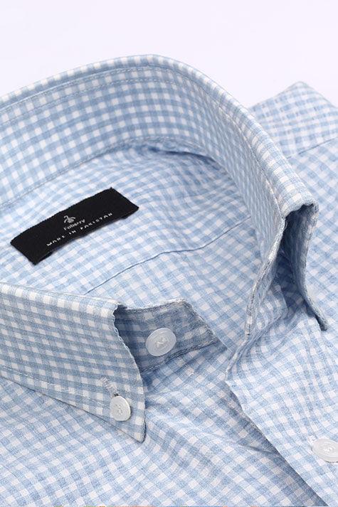 Blue Seersucker Gingham Shirt