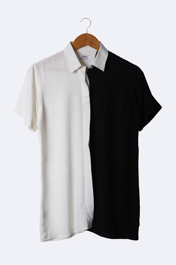 Black & White Paneled Flowy Shirt