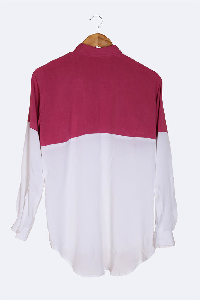 Fuchsia Upper Paneled  Flowy Shirt