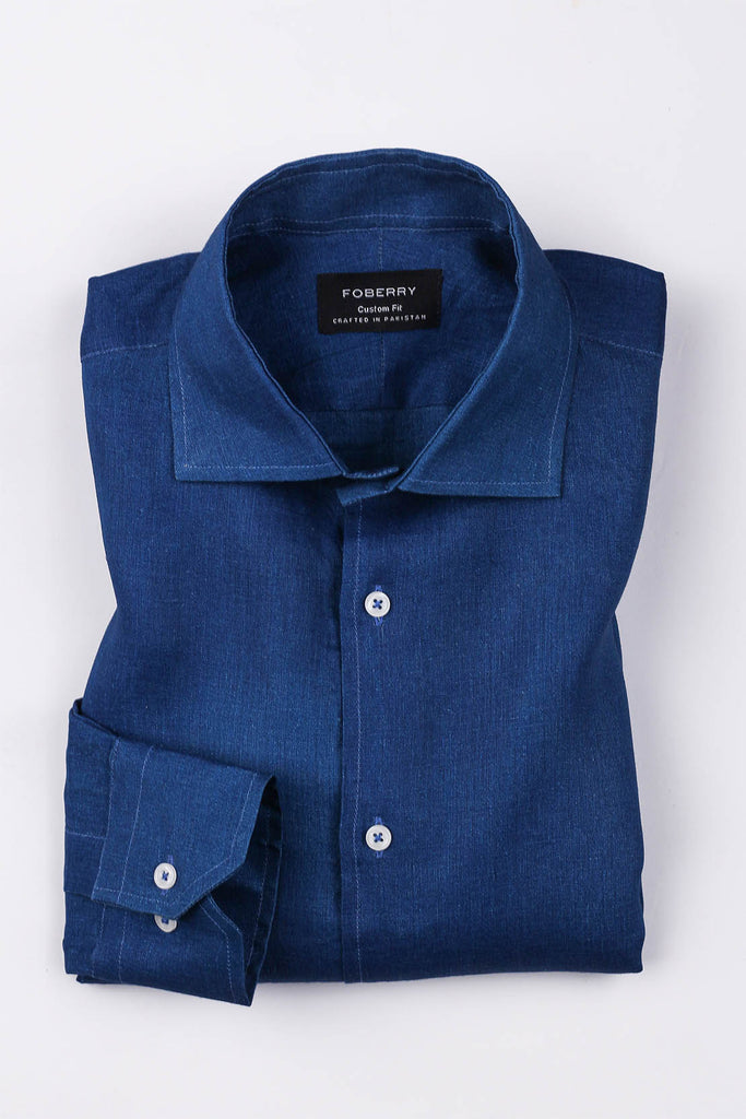 Sapphire Blue Linen Shirt