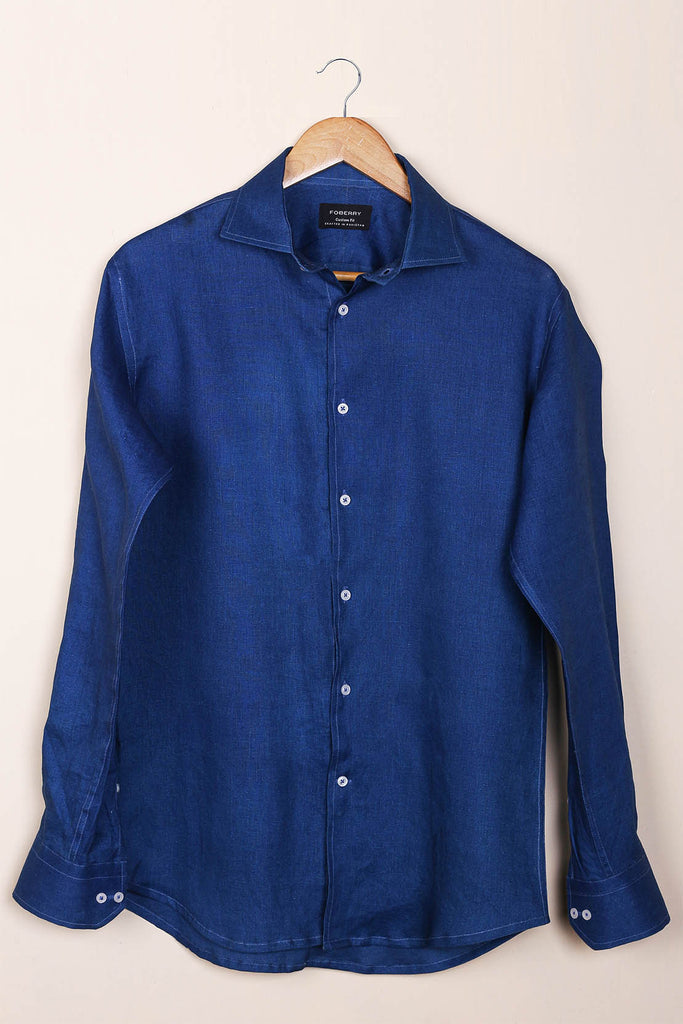 Sapphire Blue Linen Shirt