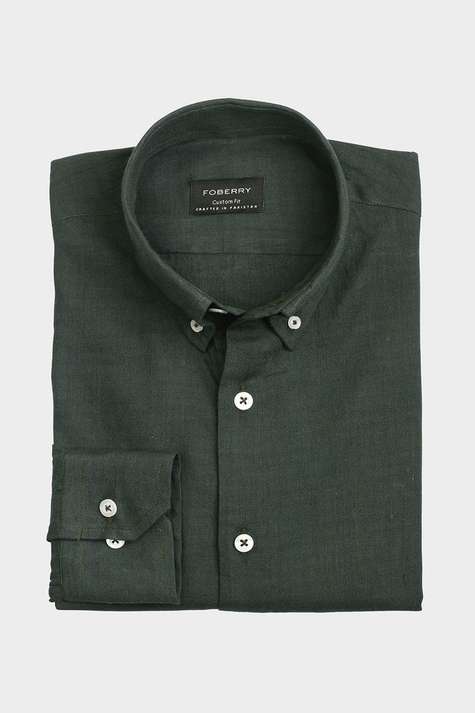Hunter Green Linen Shirt