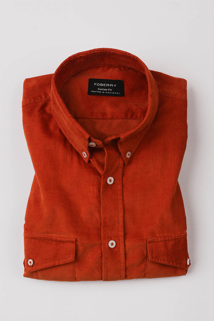 Mahogany Corduroy Shirt | Flap Pockets