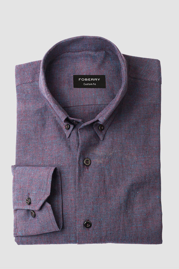 Dark Cyber Grape Cotton Linen Shirt