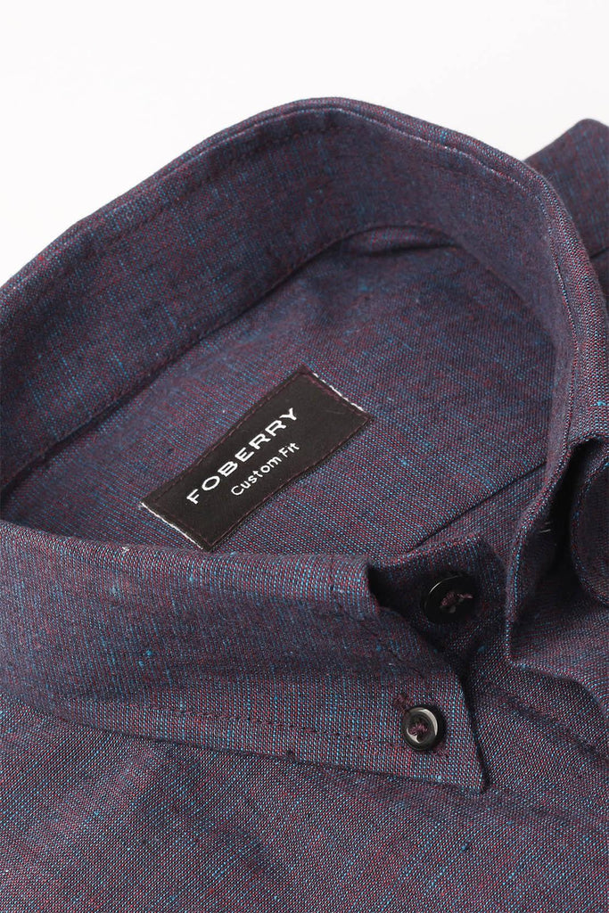 Dark Cyber Grape Cotton Linen Shirt