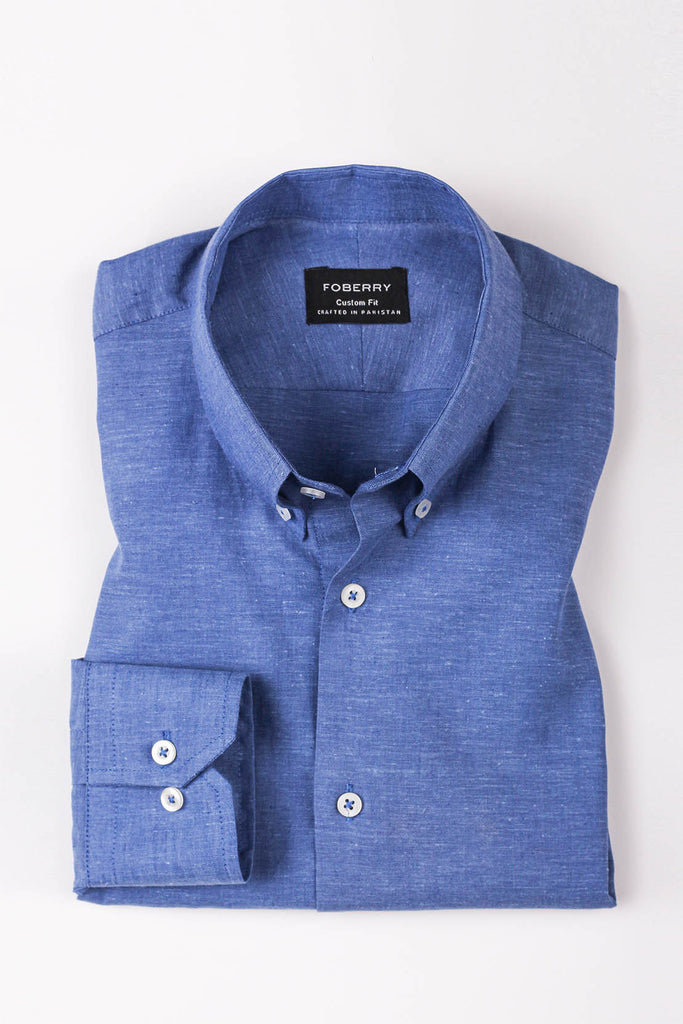 Ocean Blue Linen Shirt