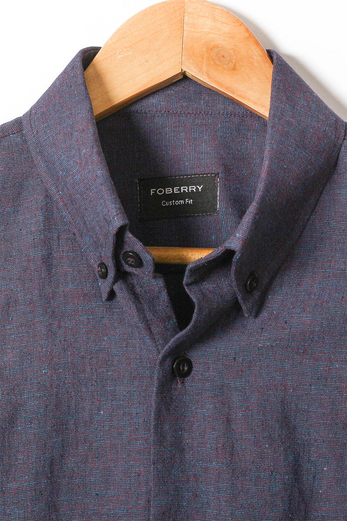 Dark Cyber Grape Cotton Linen Shirt