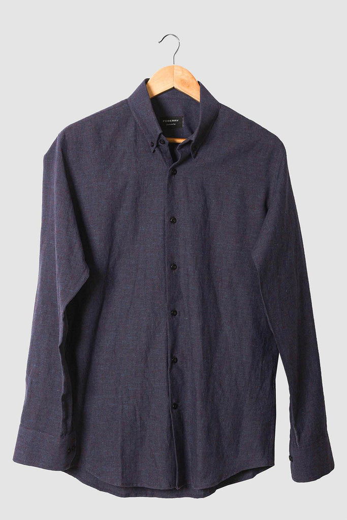 Dark Cyber Grape Cotton Linen Shirt