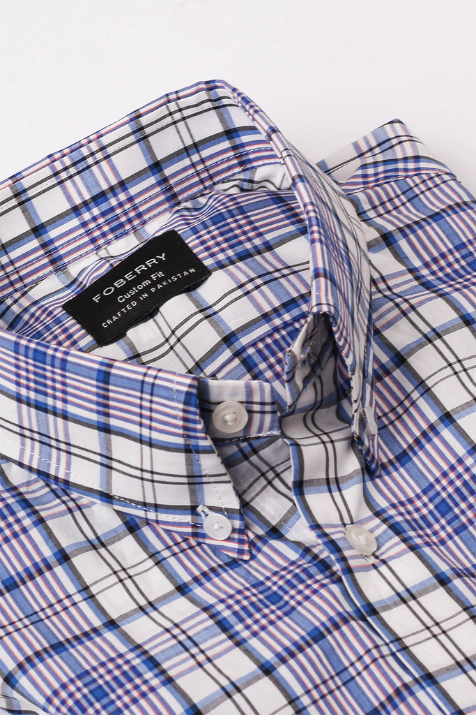 Blue White Tartan Shirt