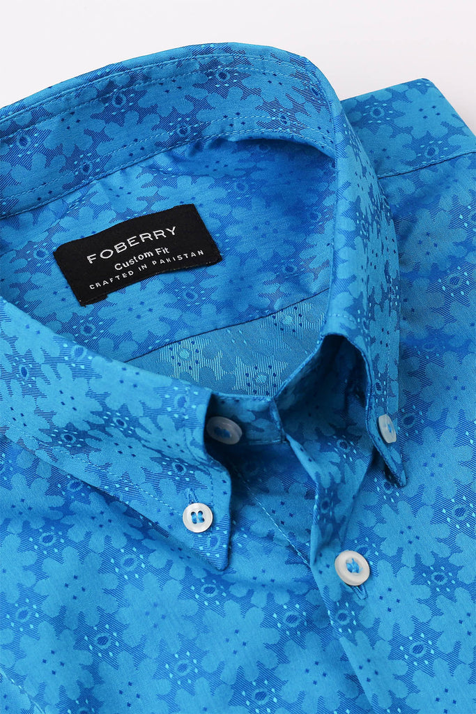 Blue Jacquard Shirt